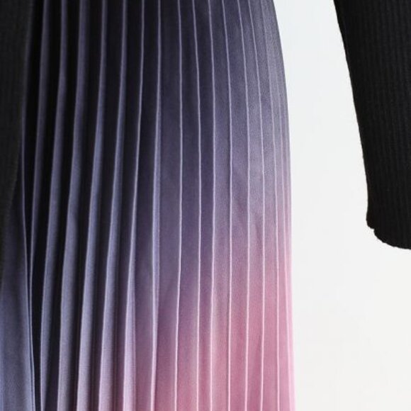 NWT Dalia MacPhee Pleated Ombre Skirt Sweater Midi Dress S - Picture 2 of 9